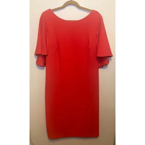 calvin klein red cape dress Calvin Klein Women's Flutter Short Sleeve Sheath Dress - Red
